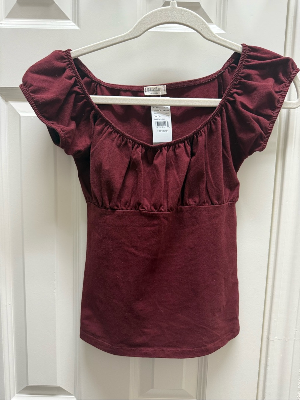 Brandy Melville Burgundy Scoop-Neck Puff Sleeve Camisole